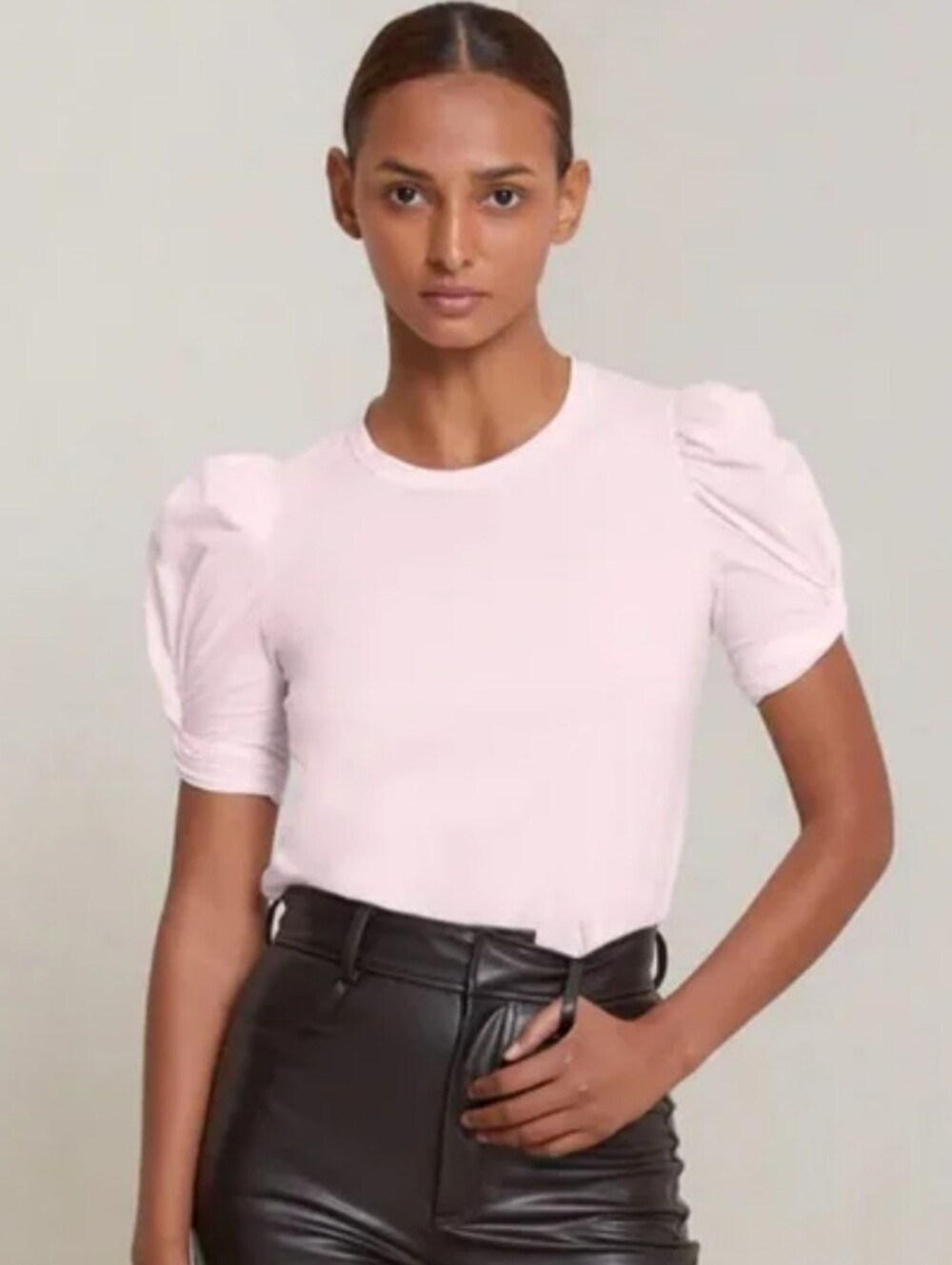 A.L.C. Kati Puff Sleeve Tee in Pale Pink